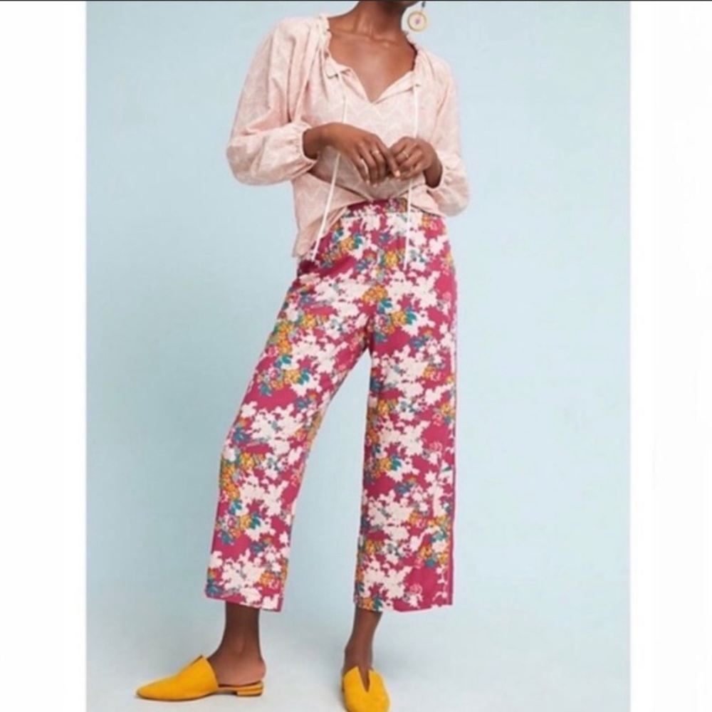 Anthropologie Wide Leg Floral Pants